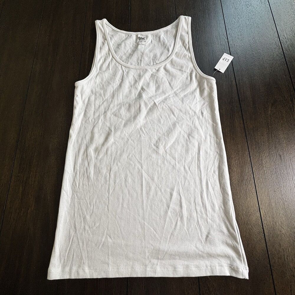 NWT Gap Modern Tank White Large Supima Modal Blend Minimalist Scoop Neck